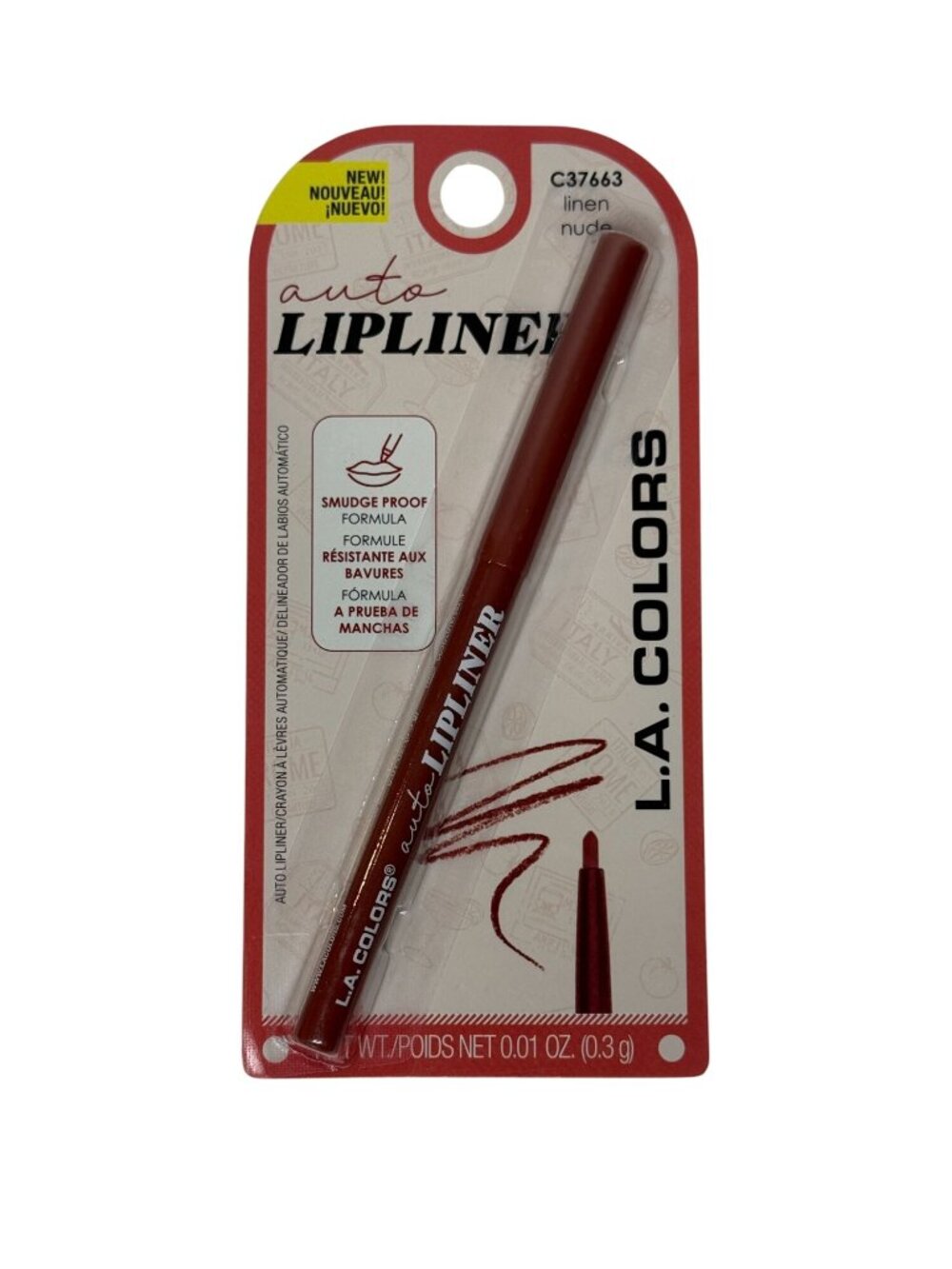 LA Colors Auto Lip Liner Linen Nude Smudge Proof Retractable Pencil New